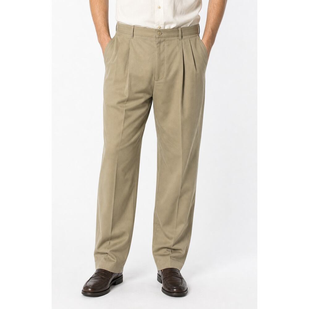 Tommy Bahama Men 100% Silk Pleated Khaki Dress Pants 36x30 Country Club Resort